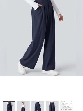 HALARA Navy Wide-Leg Trousers